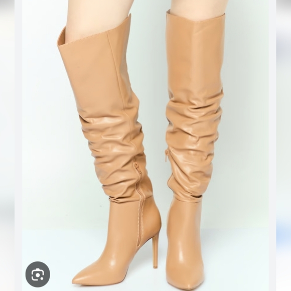 INC International Concepts Iyonna Over The Knee Slouch Boots Size 10 Tan Beige